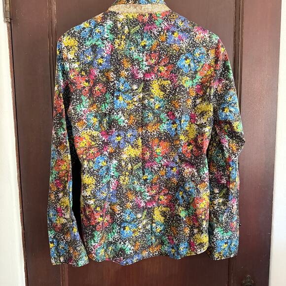 GEORG ROTH Abstract Black printed Shirt with Sequin Collar contrast cuffs Small - Picture 2 of 8